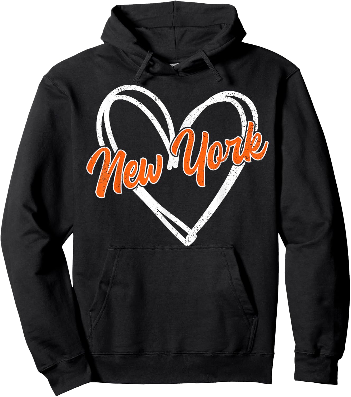 New York - Throwback Design Print - Classic Heart Vintage Hoodie - Hoodie | Black