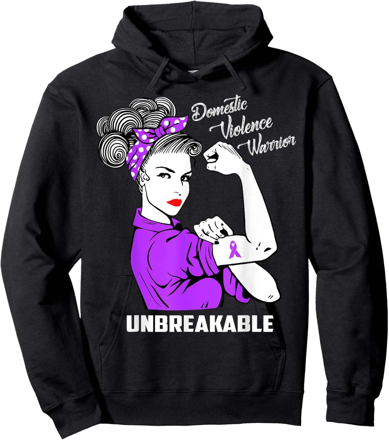 Domestic Violence Warrior Unbreakable Awareness Gift Hoodie - Hoodie | Black