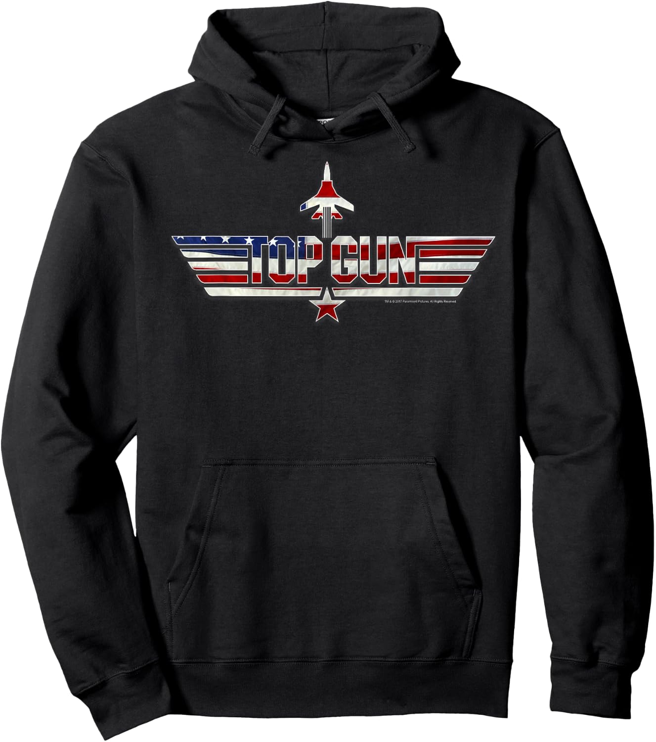 Top Gun American Flag Stars and Bars Logo Action Movie Hoodie - Hoodie | Black