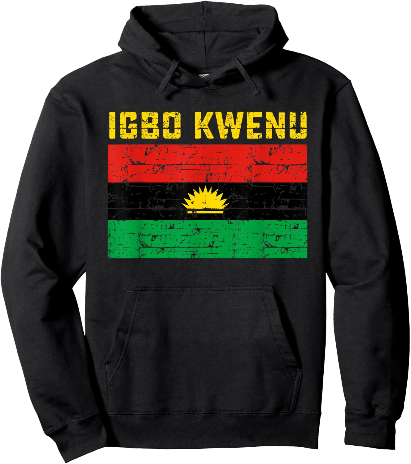 Igbo Kwenu Biafra Biafran Flag Design - Women's Adults Classic Fit Short Sleeve Small Black Polyester 100% Modern Flag Hoodie - Hoodie | Black