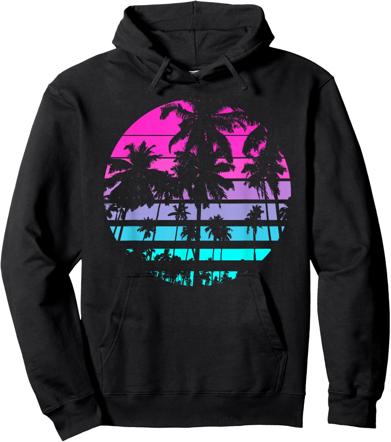 Retro Eighties 80s & 90s Beach Style Design with Palm Trees Hoodie - Hoodie | Black