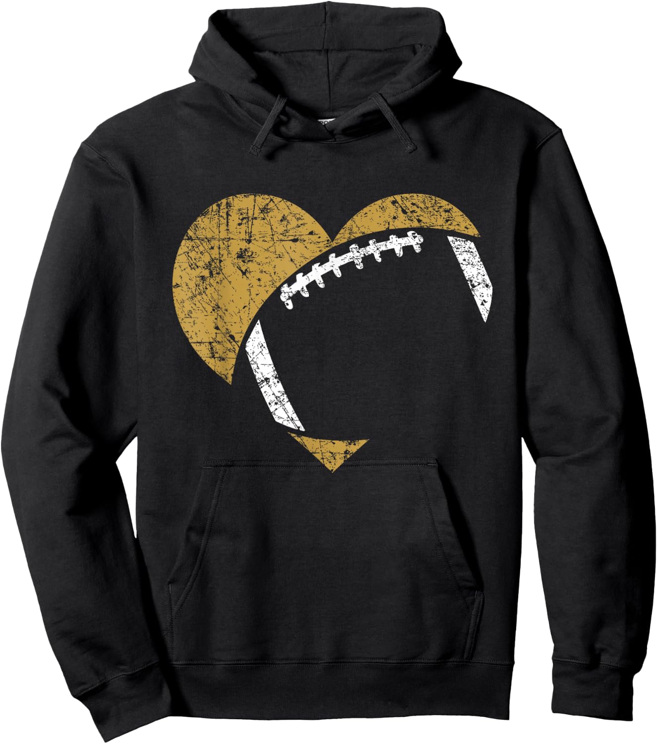 Football Heart Cutout Gold White Team Game Gift Hoodie - Hoodie | Black