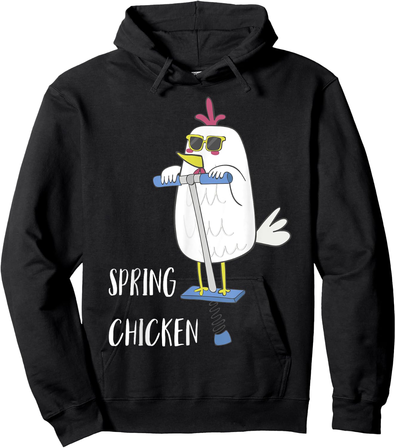 Spring Chicken Chicken On Pogo Stick Funny Chicken Hoodie - Hoodie | Black