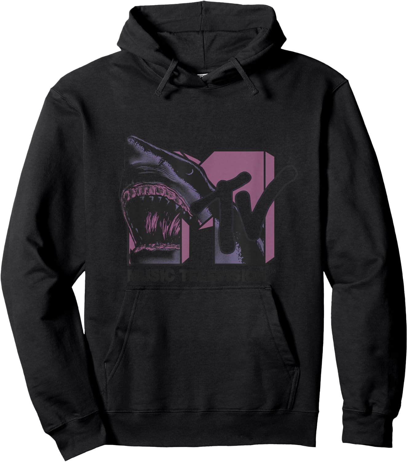 Mtv Shark Shaped Logo Fill In Blue And Pink Hoodie - Hoodie | Black