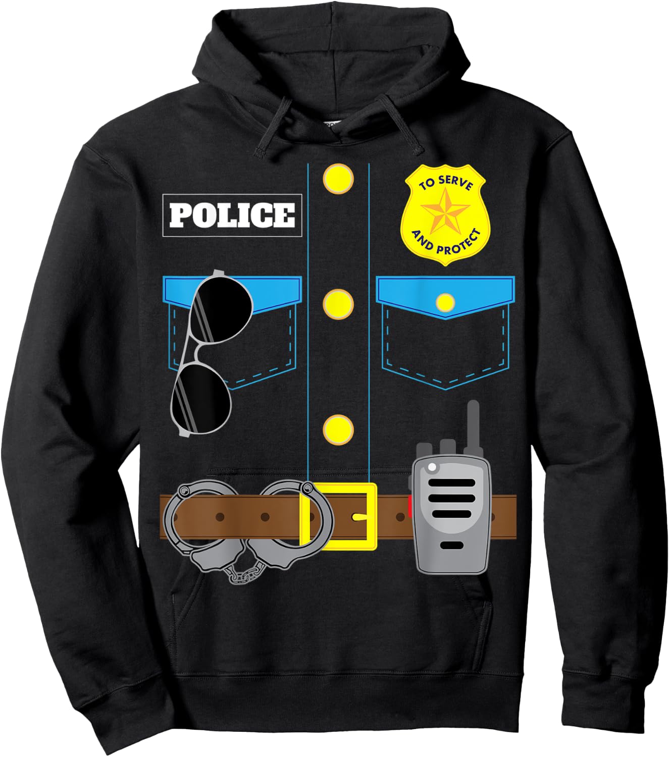 Police Officer Simple Halloween Costume Policeman Dress Up Hoodie - Hoodie | Black