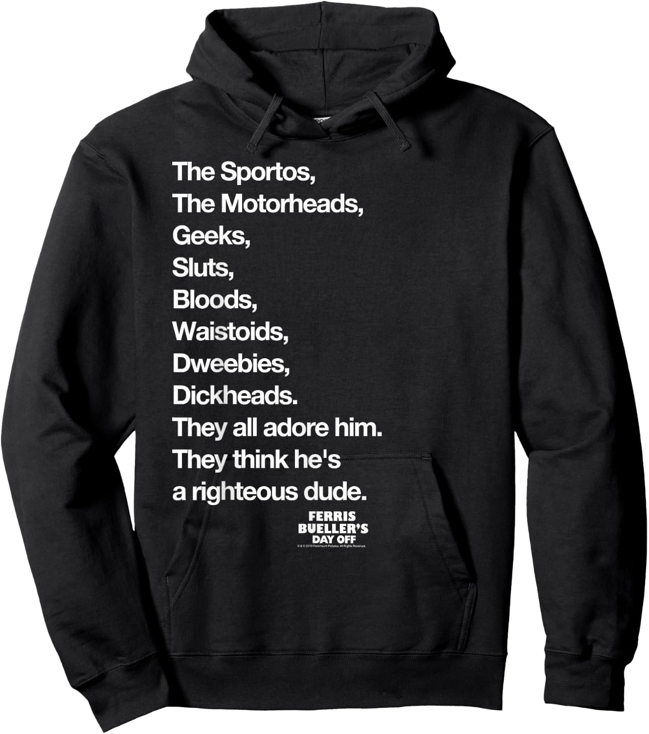 Ferris Bueller's Day Off Righteous Dude List Movie Hoodie - Hoodie | Black