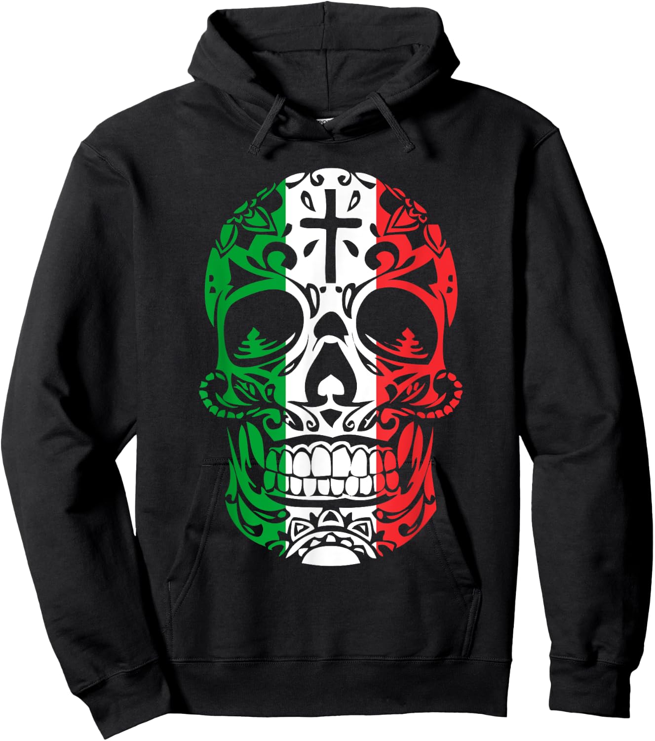 Mexican Pride Shirt: Mexican Flag Skull Day of the Dead Hoodie - Hoodie | Black
