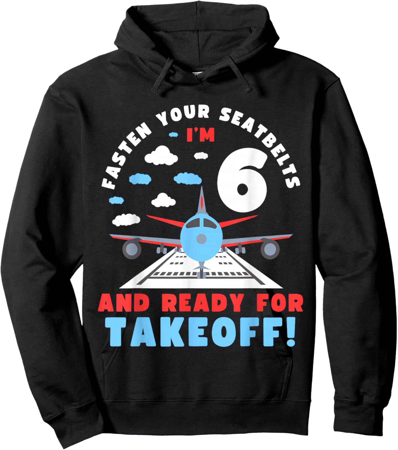 6th Birthday Airplane Take off 6 Bday Boys Kids Funny Plane Hoodie - Hoodie | Black