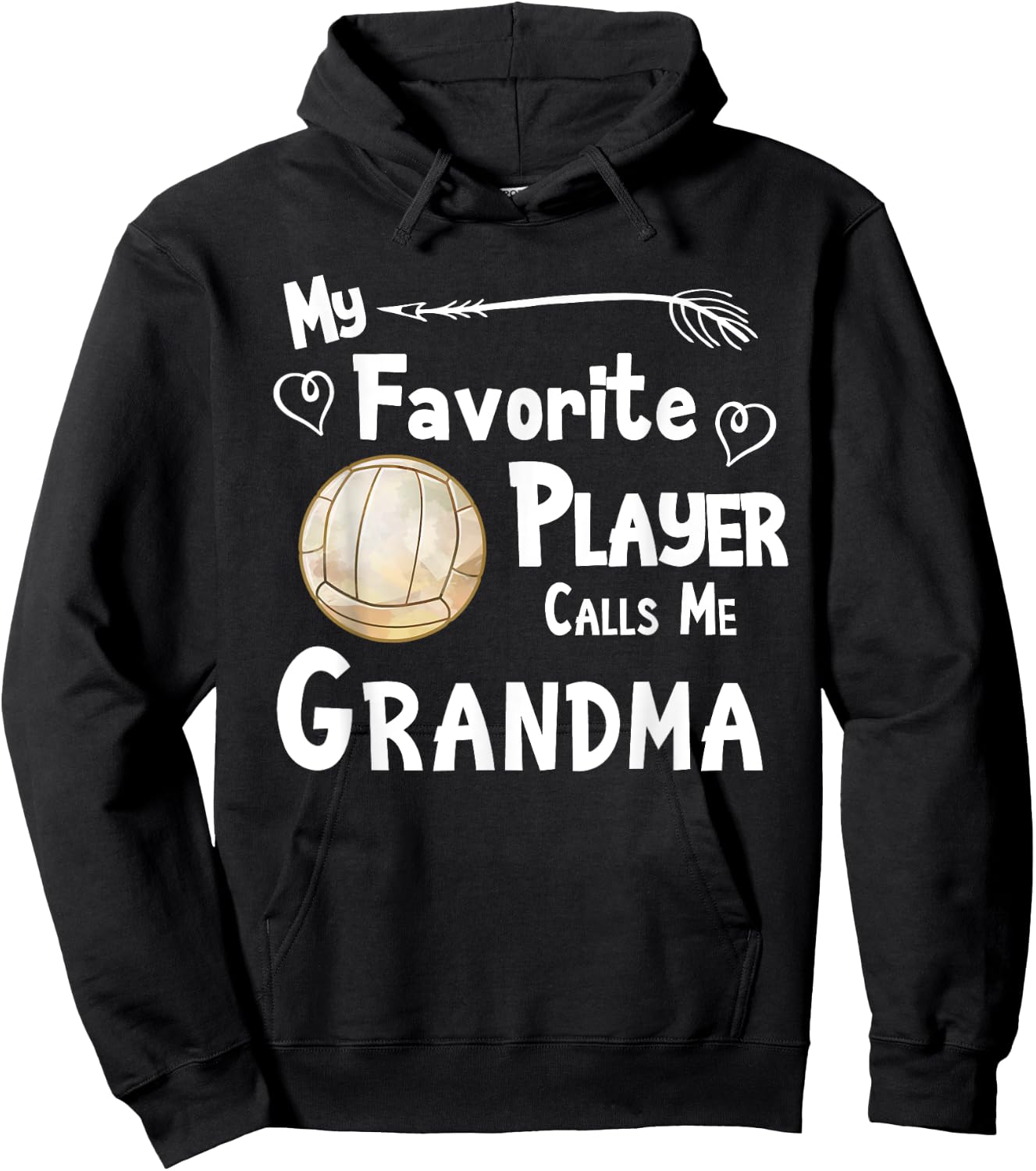 Grandma Volleyball Game Fan Sports Favorite Player Hoodie - Hoodie | Black