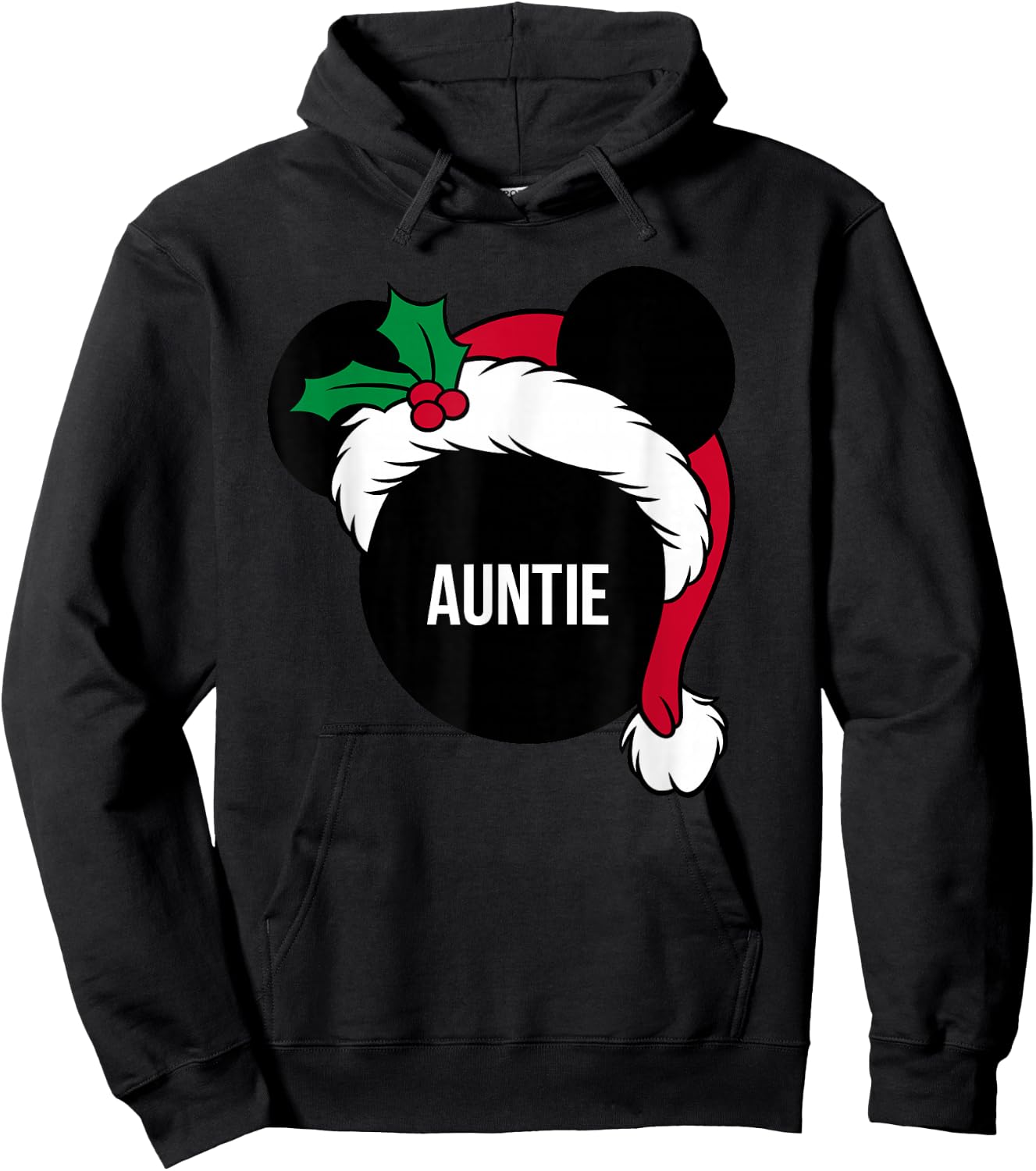 Disney Santa Hat Mickey Christmas Family Matching Auntie Hoodie - Hoodie | Black