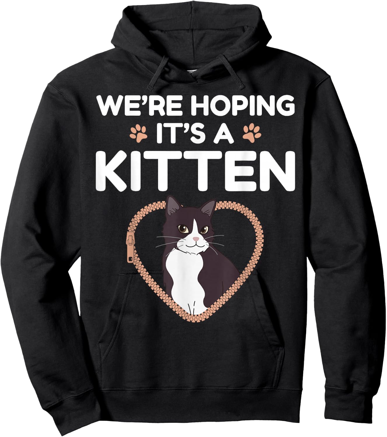 We're Hoping It's A Kitten Cat Pregnancy Announcement Hoodie - Hoodie | Black