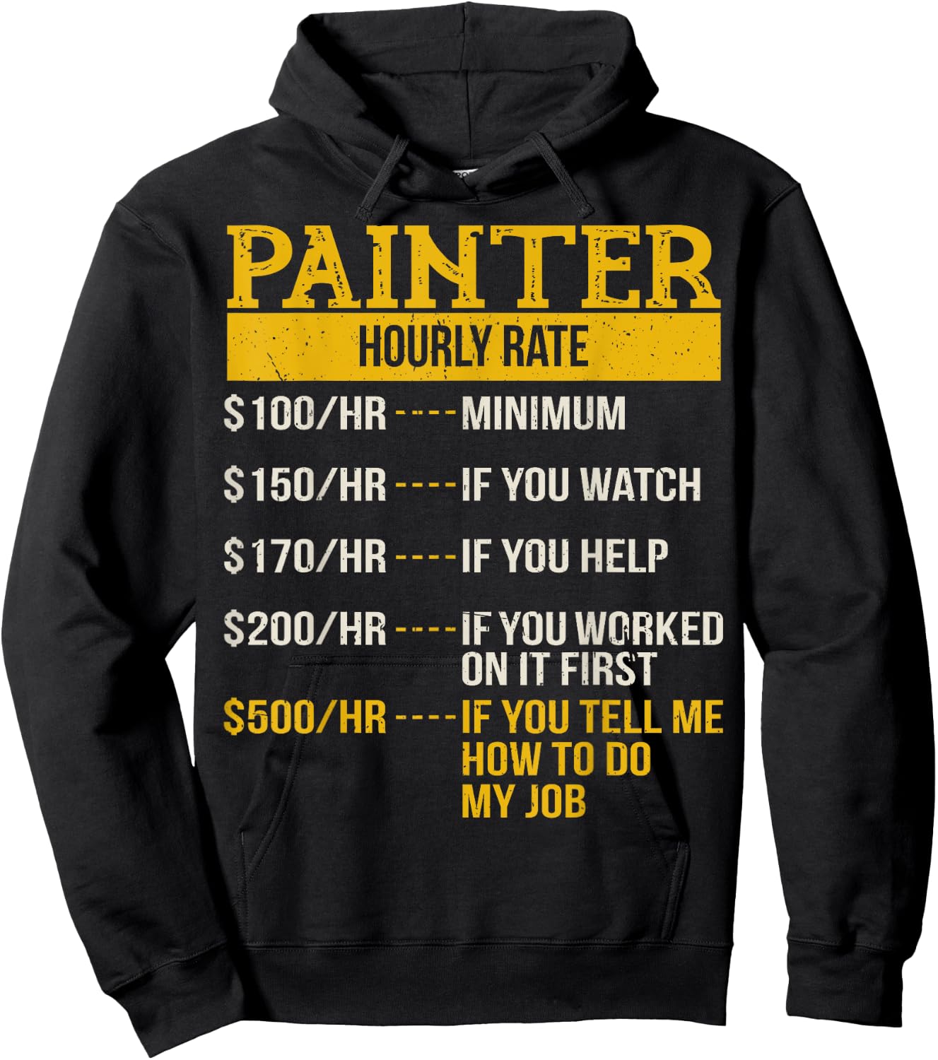 Hourly Rate Shirt for Painters & Decorators Handyman Hoodie - Hoodie | Black