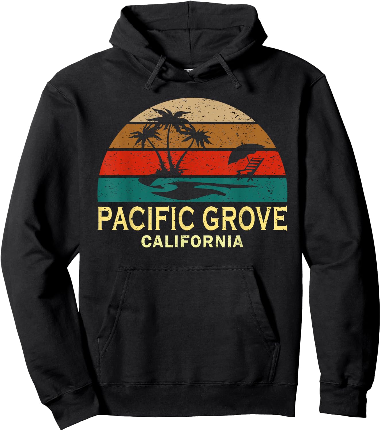 Vintage Retro Sunset Pacific Grove California CA Hoodie - Hoodie | Black