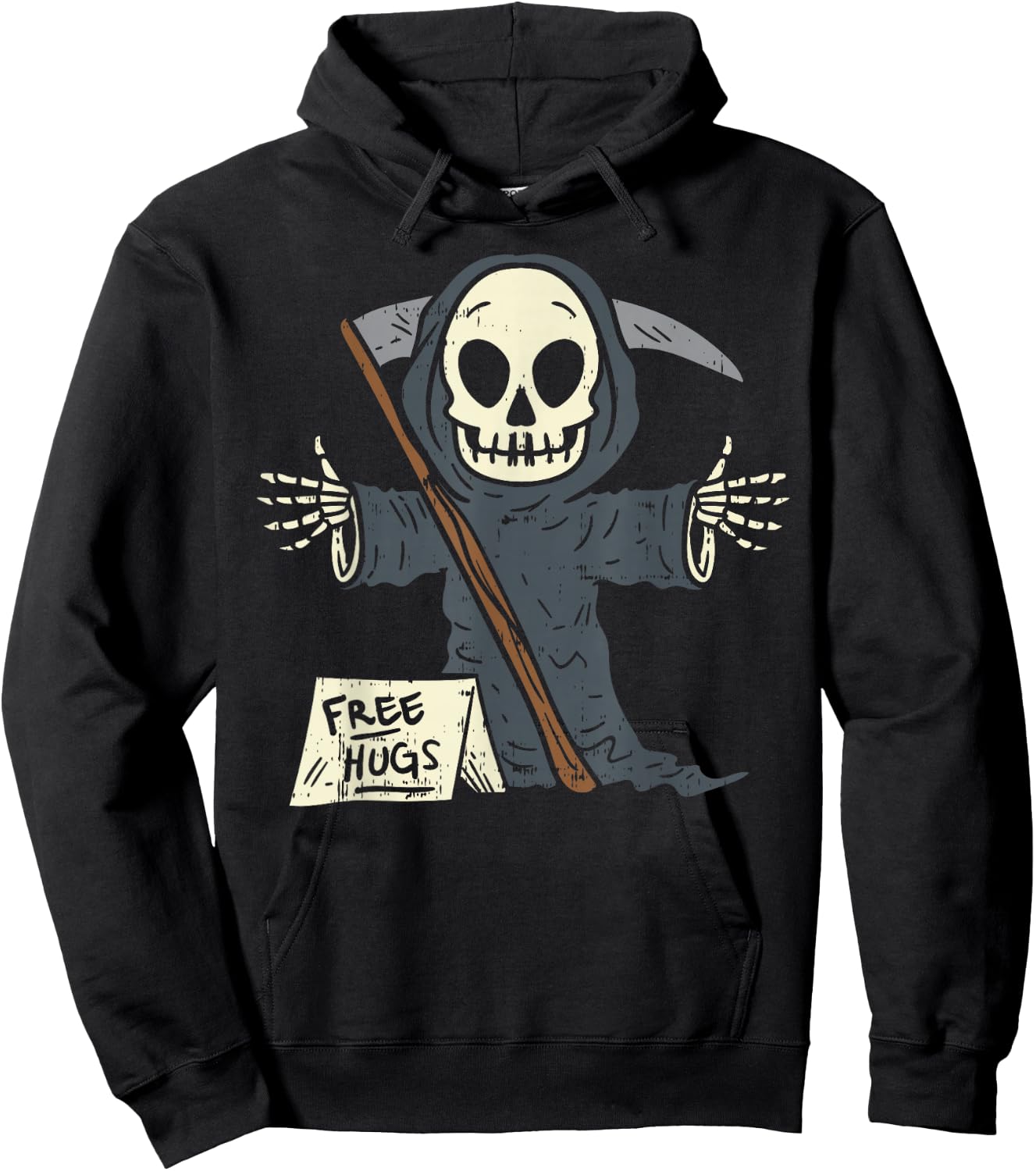 Free Hugs Grim Reaper Funny Pun Scary Halloween Costume Boys Hoodie - Hoodie | Black