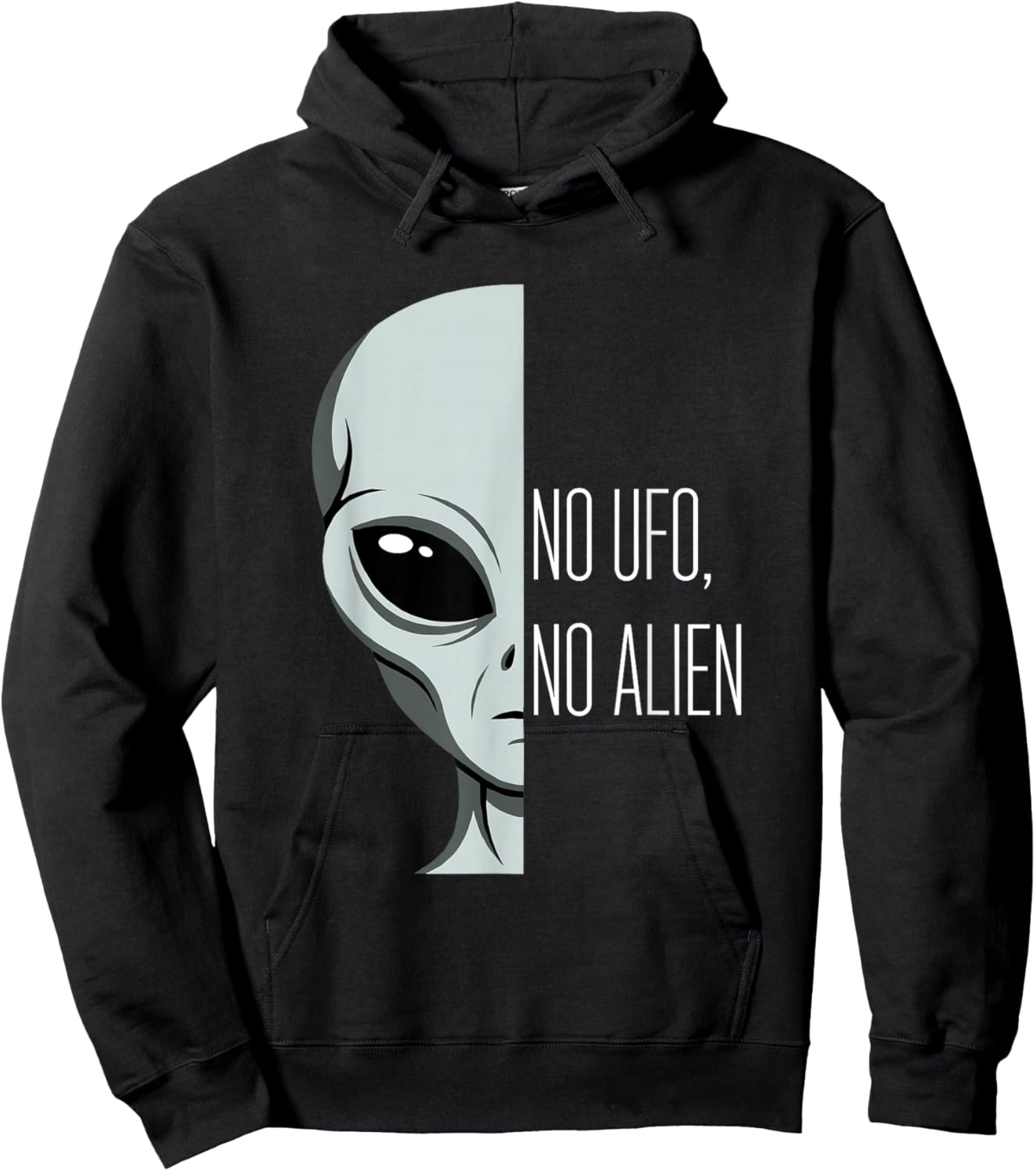 No UFO No Alien Funny Pun and Retro Grey Martian Graphic Hoodie - Hoodie | Black