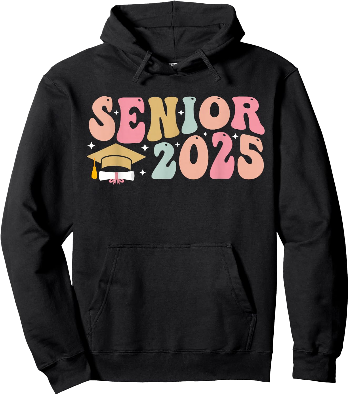 Retro Groovy Senior 2025 High School Graduate Class of 2025 Hoodie - Hoodie | Black