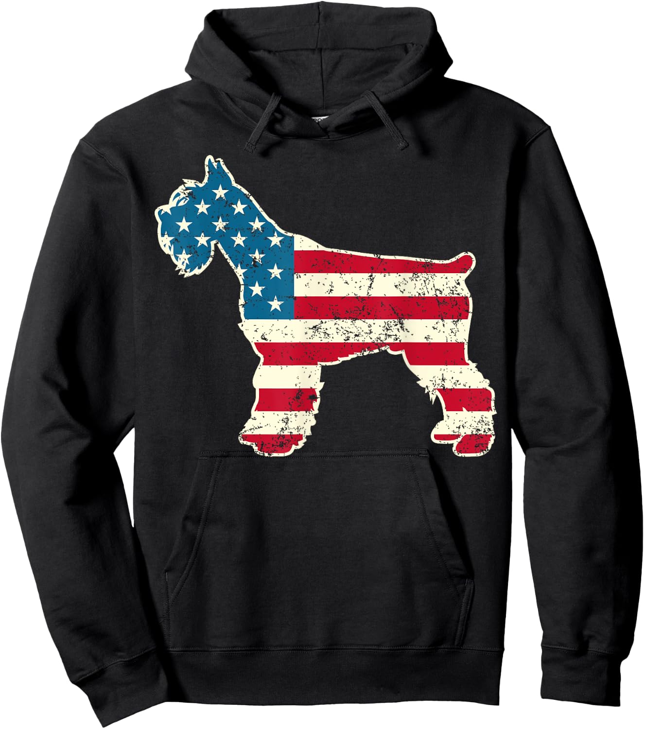 Schnauzer 4th of July Dog Lover Gifts Men USA American Flag Hoodie - Hoodie | Black