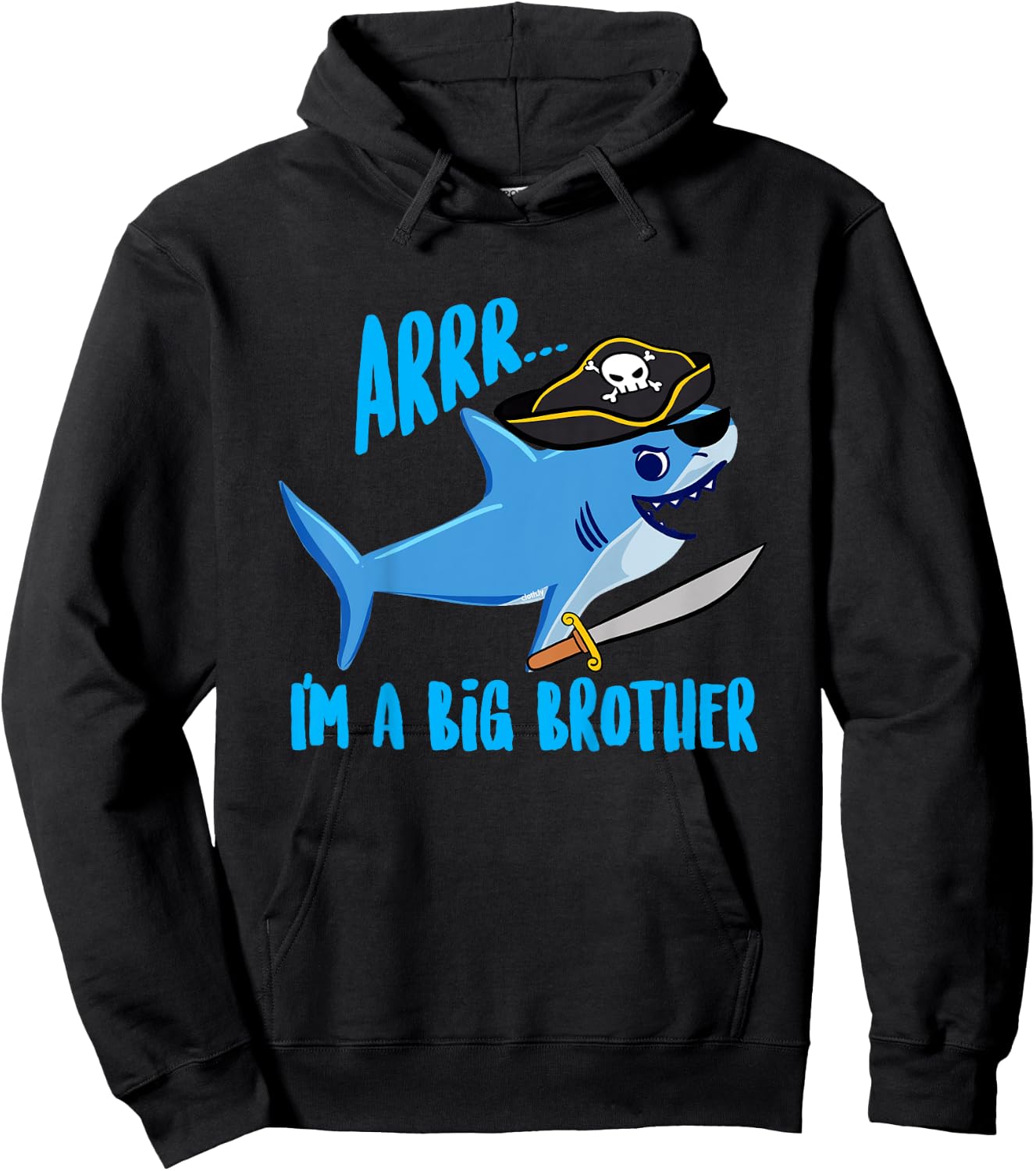 Kids I'm a Big Brother Funny Shark Pirate Gift Brothers Hoodie - Hoodie | Black