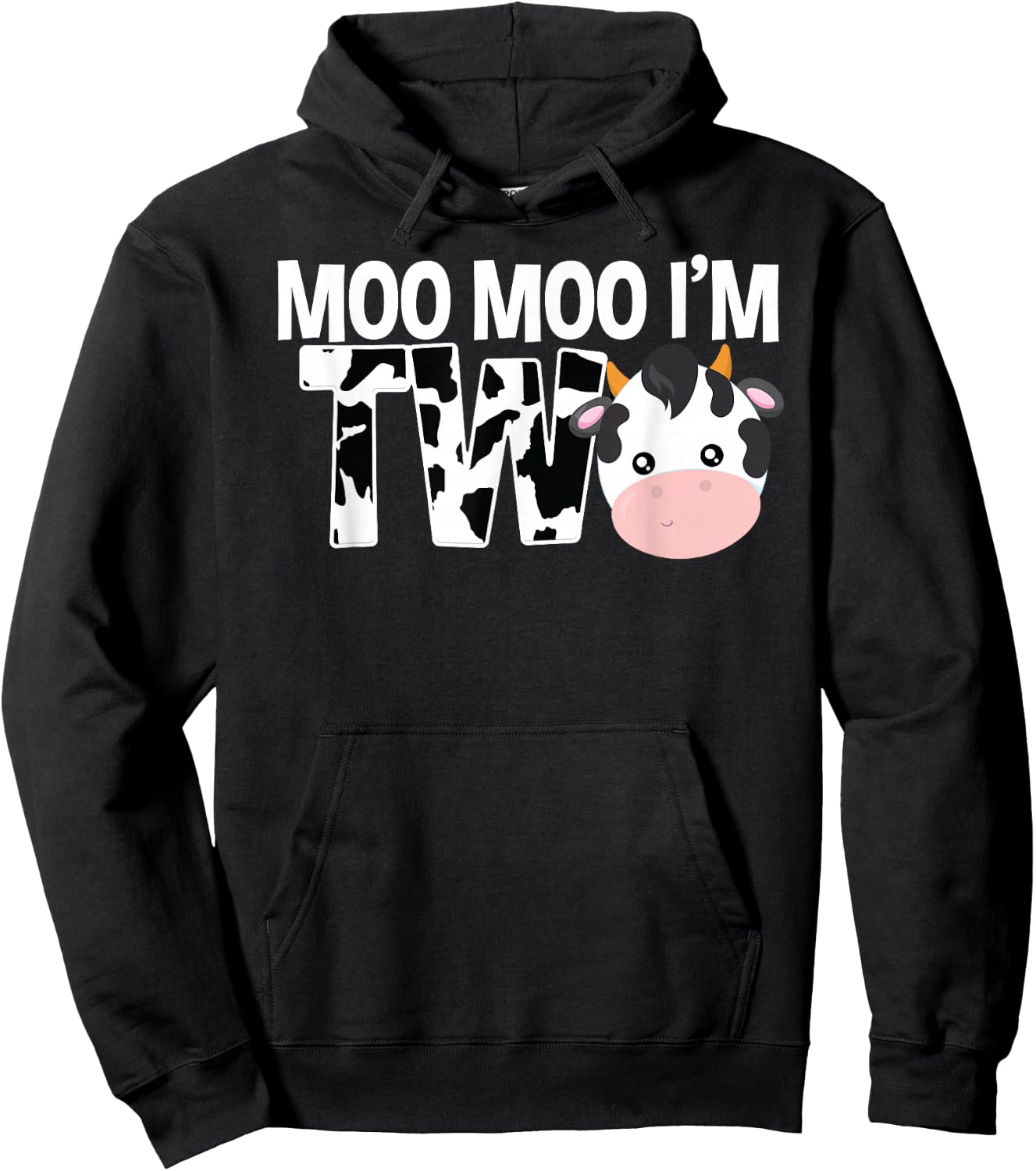Moo Moo I'm Two 2nd Birthday Funny Cow Sounds Toddler Hoodie - Hoodie | Black