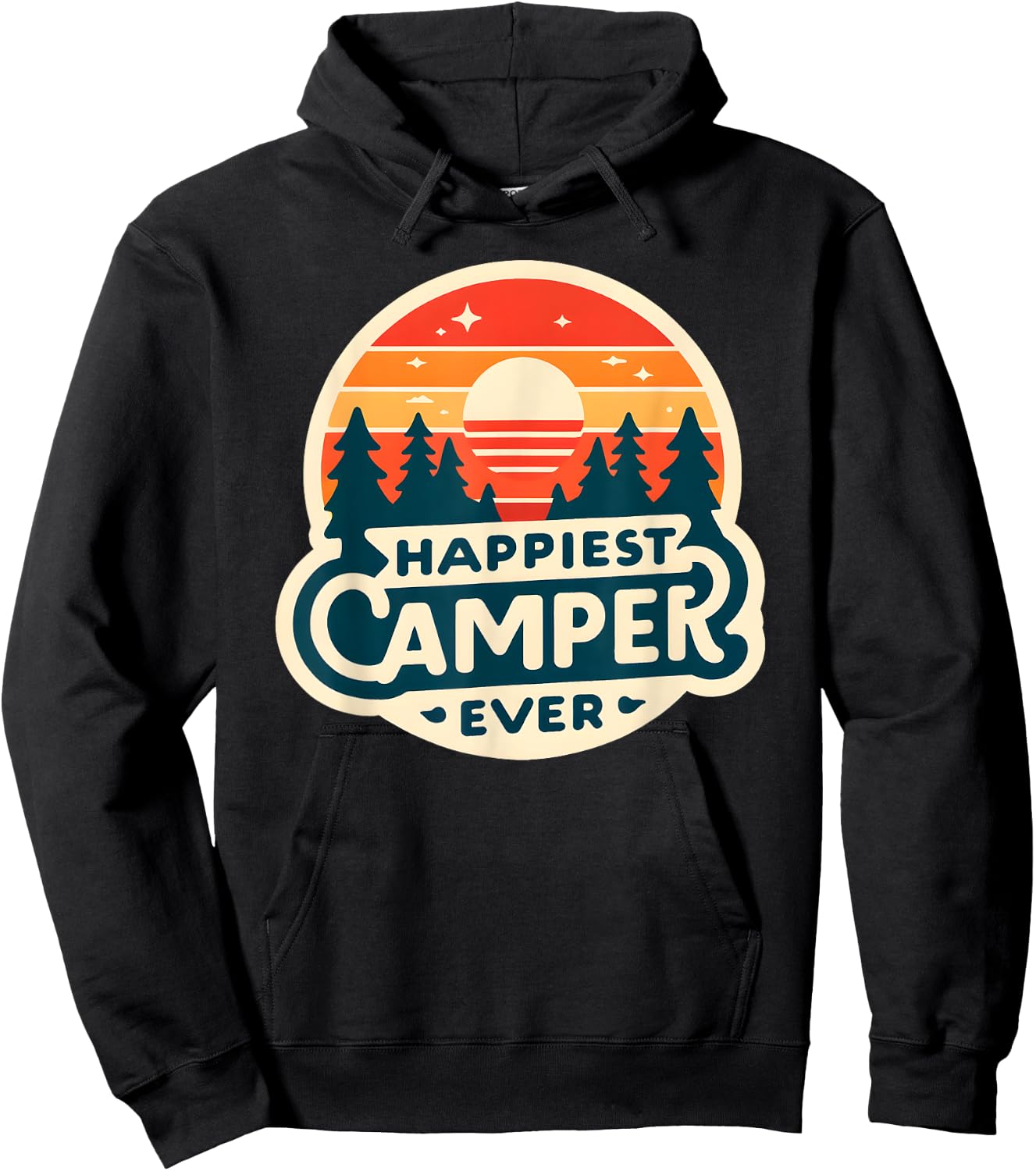 Happiest Camper Ever Vintage Sunset Hoodie - Hoodie | Black
