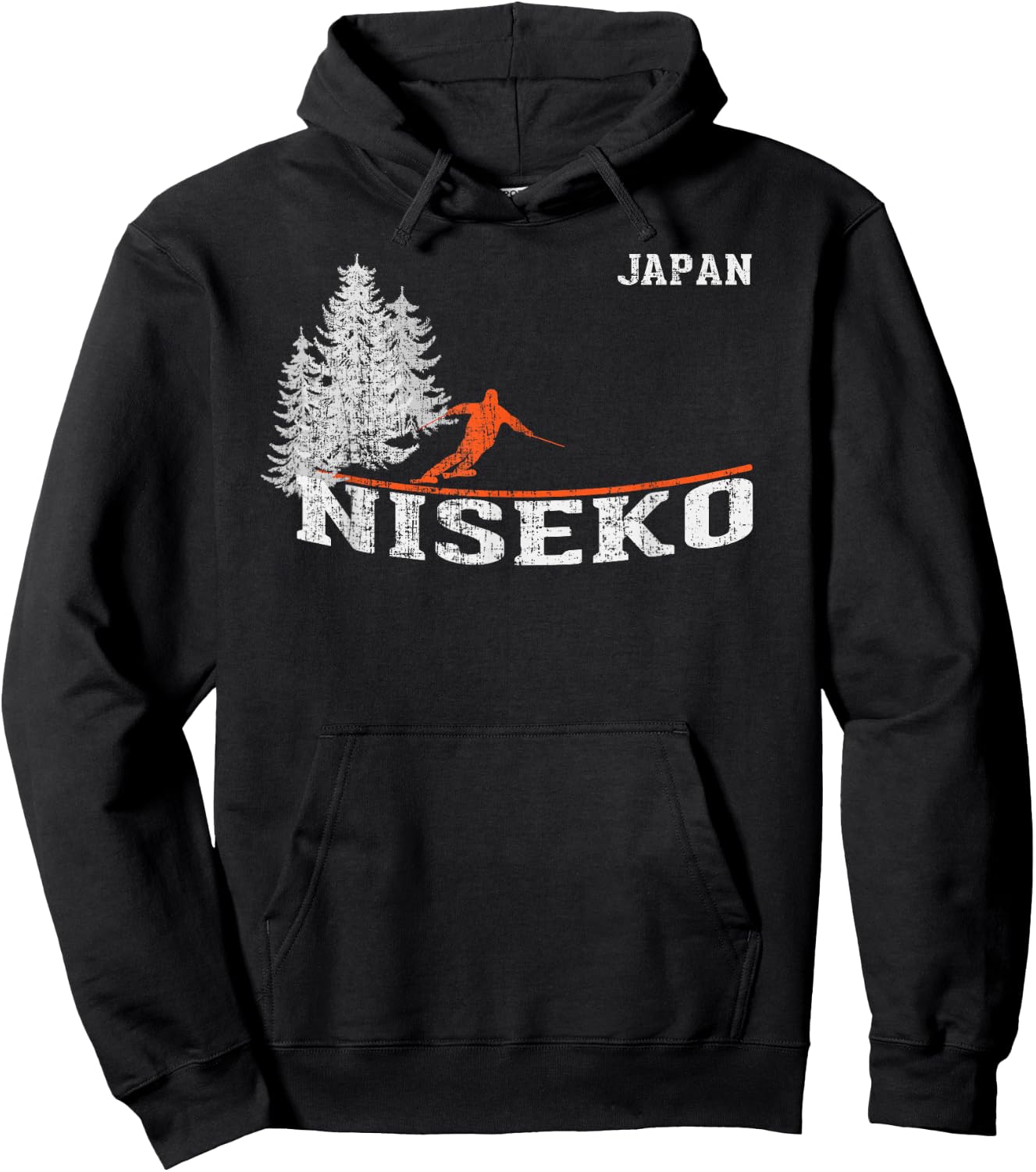 1980s Style Niseko Japan Vintage Skiing Hoodie - Hoodie | Black