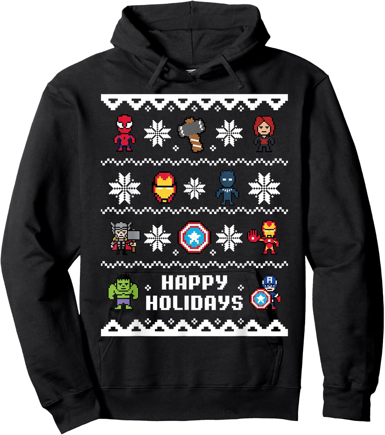 Marvel Avengers Christmas Sweater Happy Holidays Hoodie - Hoodie | Black