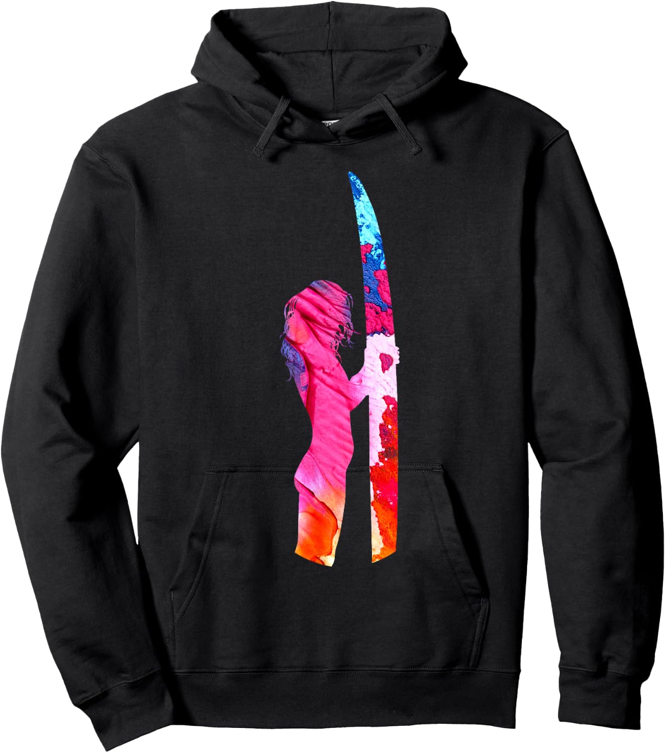 Surf Girl Pastel Watercolor Cute Surfing Female Surfer Hoodie - Hoodie | Black