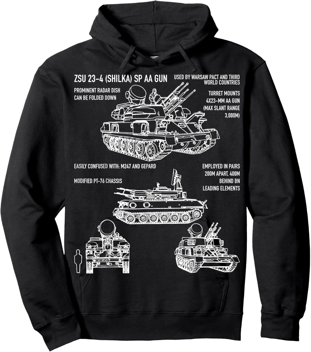 ZSU 23 Shilka Russian Anti-Flight Gift Hoodie - Hoodie | Black