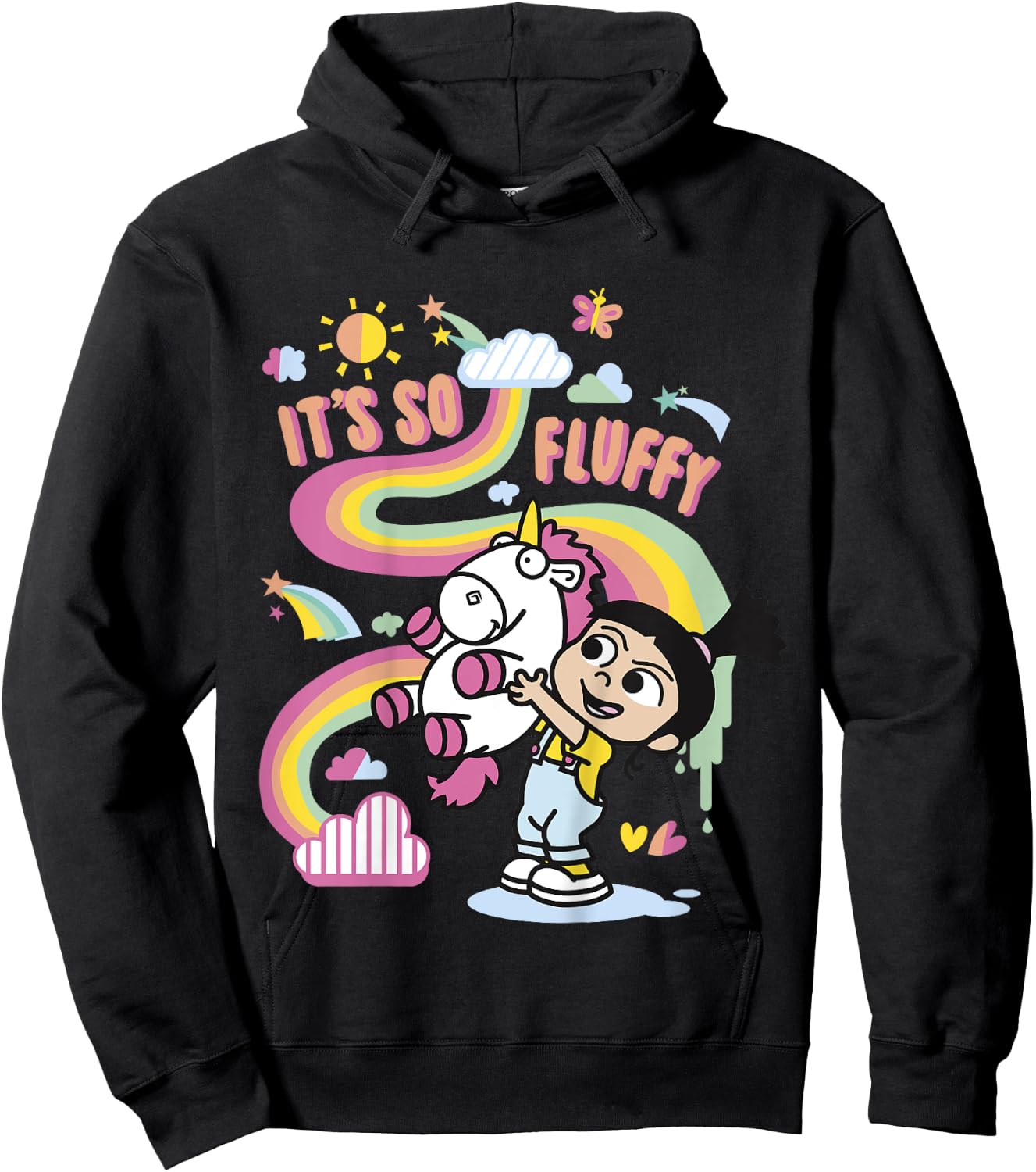 Despicable Me Minions Agnes Unicorn Rainbow Graphic Hoodie - Hoodie | Black