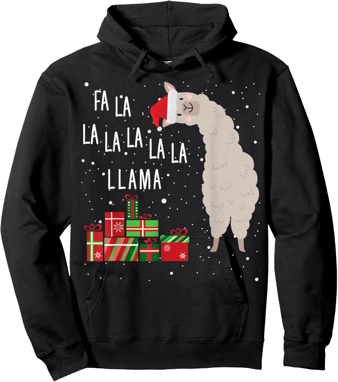 Fa La La Llama Funny Llama Christmas Hoodie - Hoodie | Black