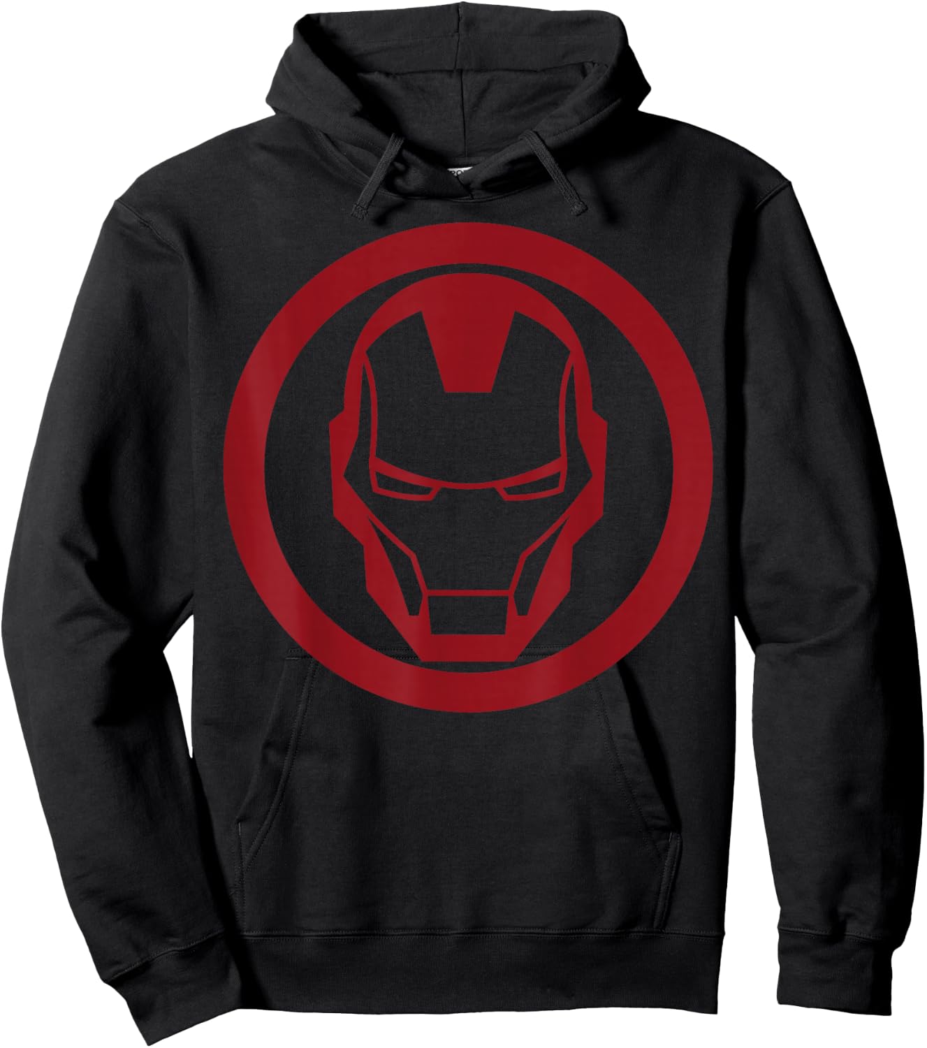 Iron Man Red Dropped Tonal Face Emblem Graphic Hoodie - Hoodie | Black