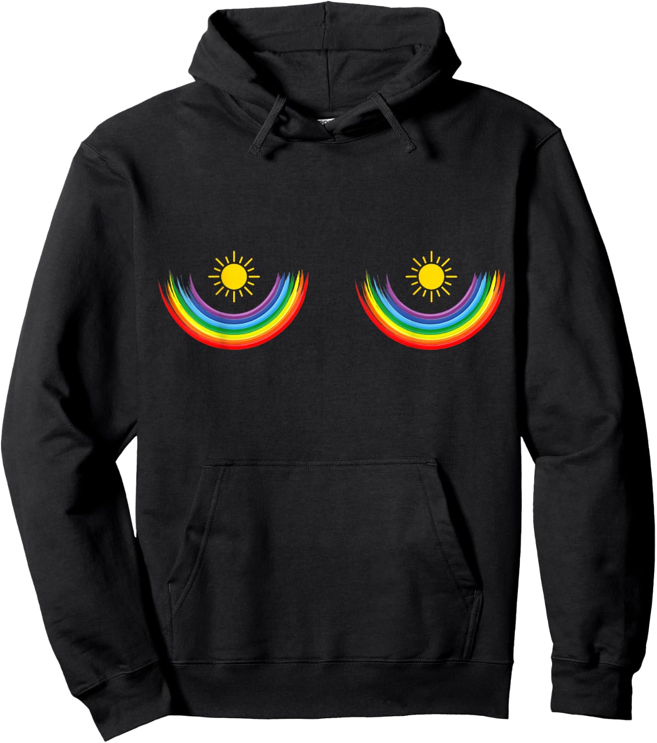 Rainbow Bra T Shirt Sun Boobs Multipurpose Celebrations Hoodie - Hoodie | Black