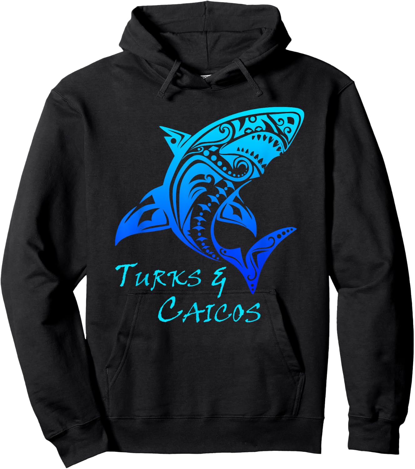 Turks & Caicos Tribal Shark Polynesian Tattoo Style Vacation Hoodie - Hoodie | Black