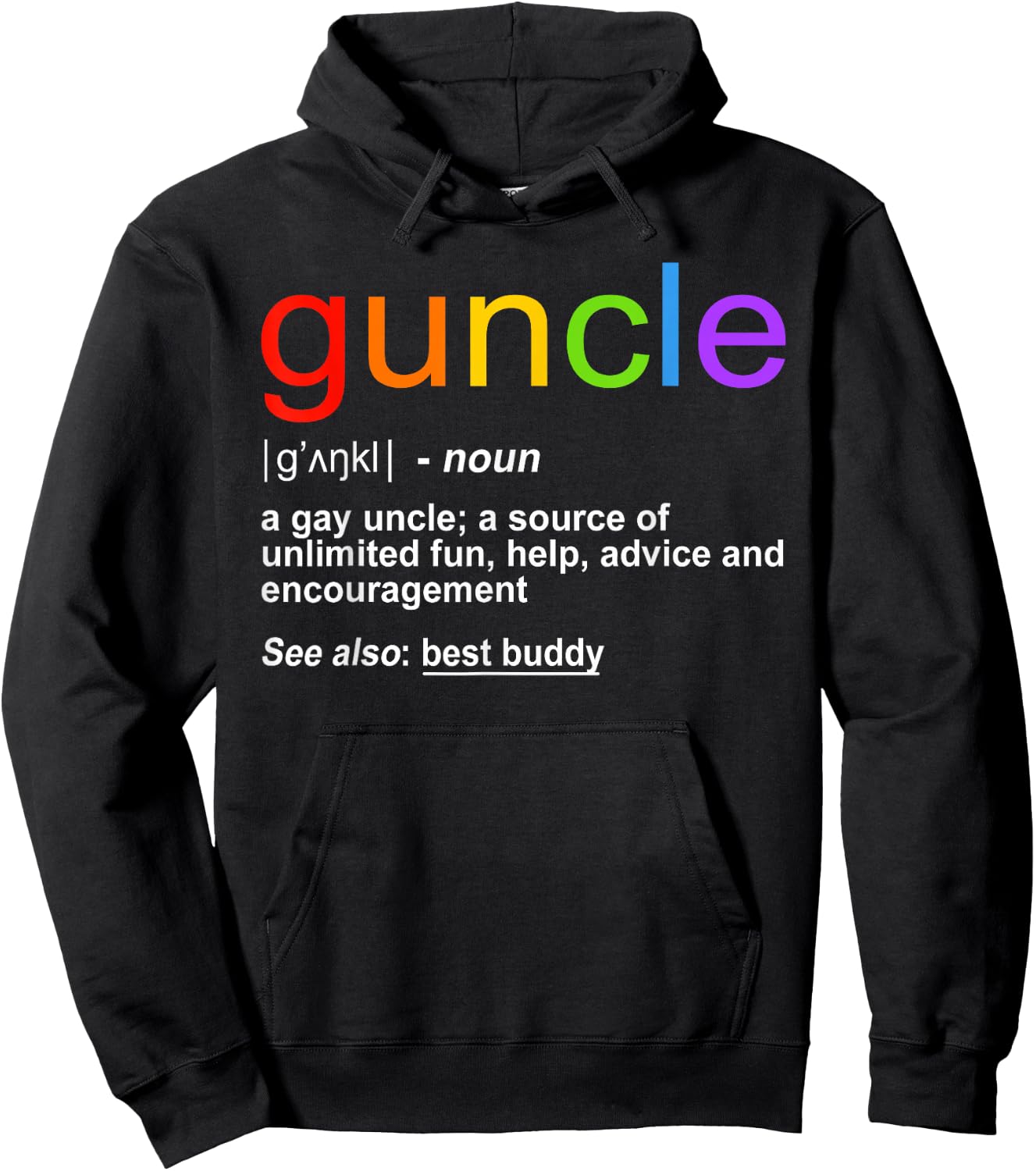 Guncle Word Definition Gay Uncle Gift Hoodie - Hoodie | Black