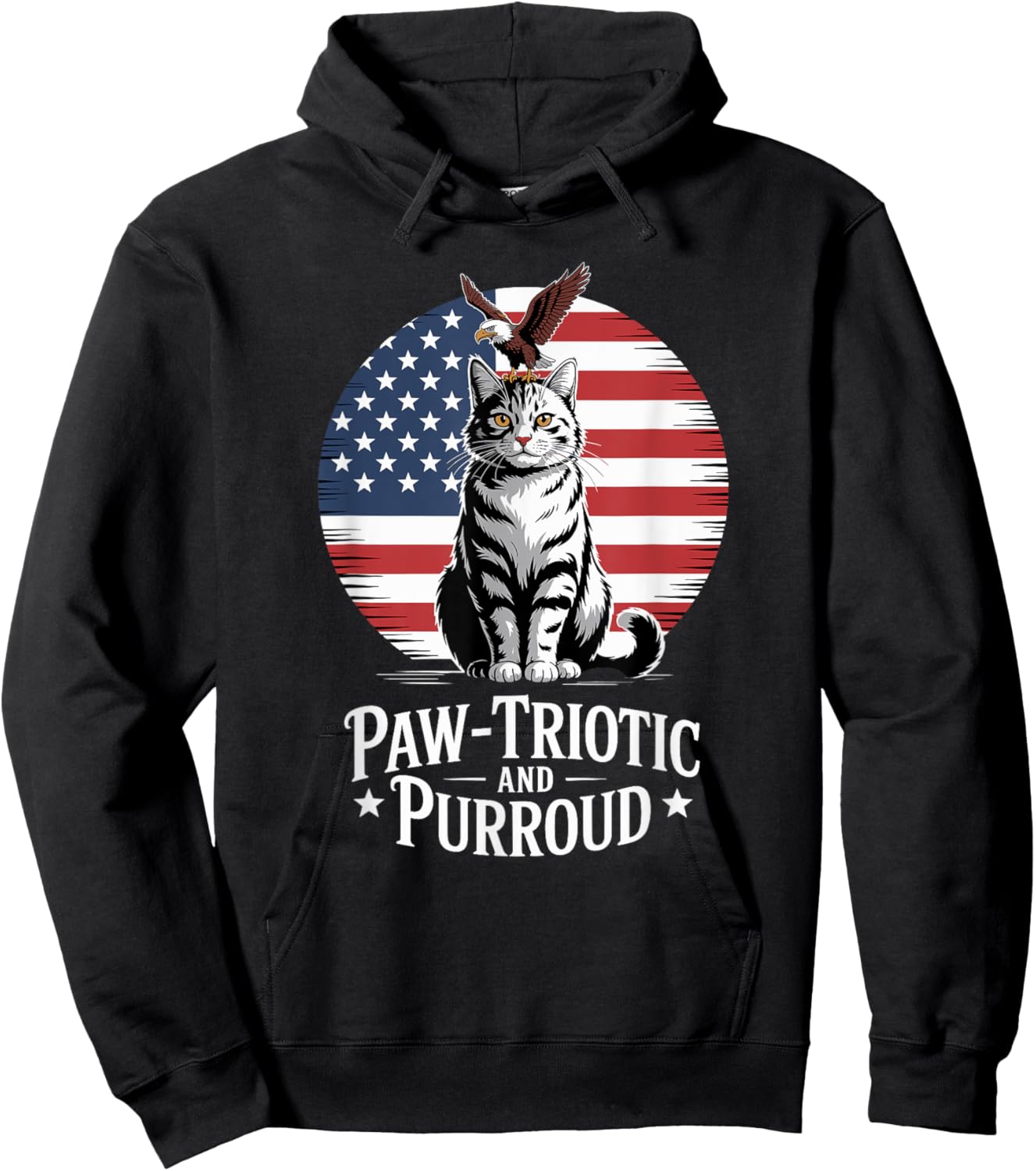Paw-Triotic Cat and Eagle American Pride Men Women Kids Hoodie - Hoodie | Black