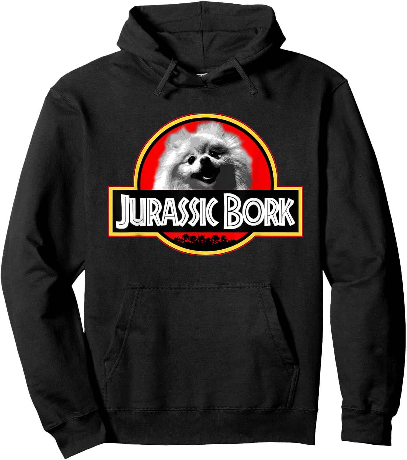 KBX Jurassic Bork Doggo Pomeranian Funny - Black, Adult, , Short Sleeve, Classic Fit, Small Hoodie - Hoodie | Black
