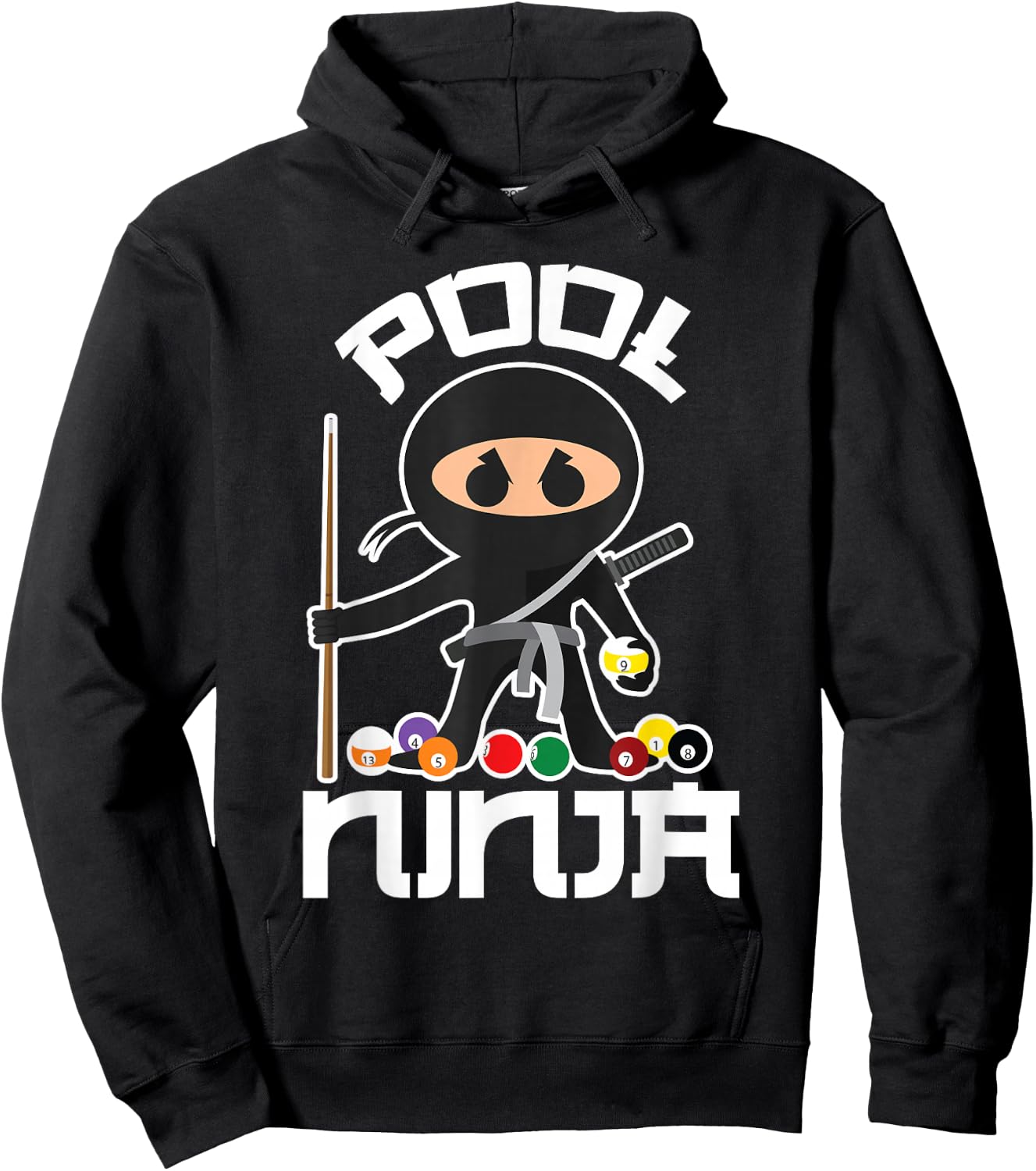 Pool Ninja Shirt | Cute Pocket Billiards Lover Gift Hoodie - Hoodie | Black