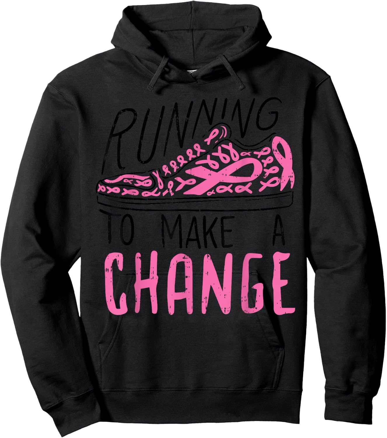 Running To Make Change Breast Cancer Awareness Marathon Gift Hoodie - Hoodie | Black