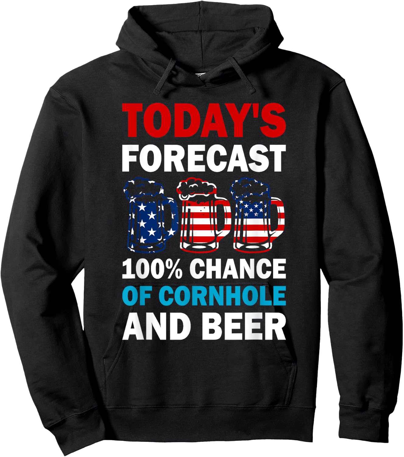 Cornhole and Beer Funny Today's Forecast Hoodie - Hoodie | Black