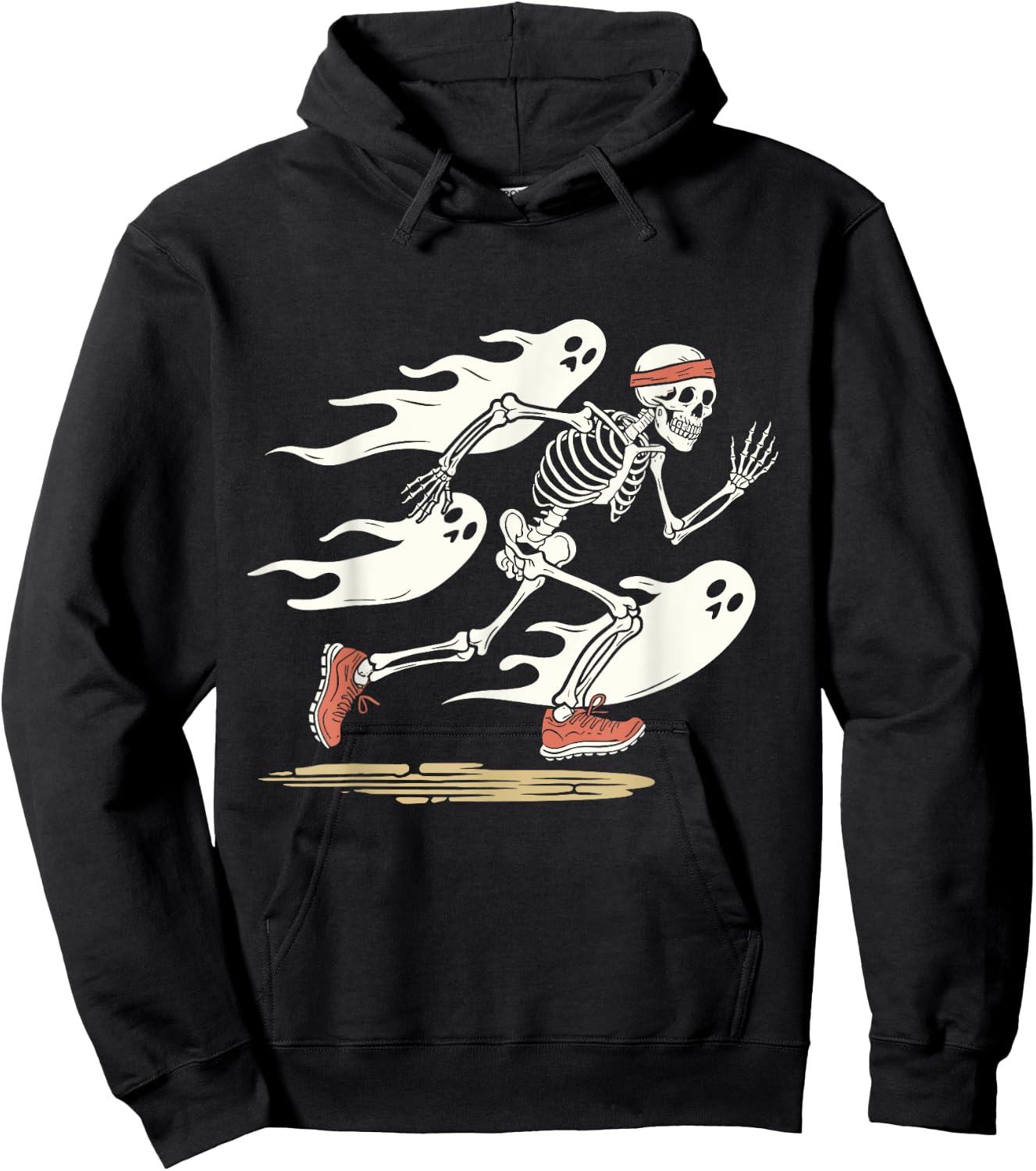 Funny Skeleton Running Lovers Spooky Halloween Runner Ghosts Hoodie - Hoodie | Black