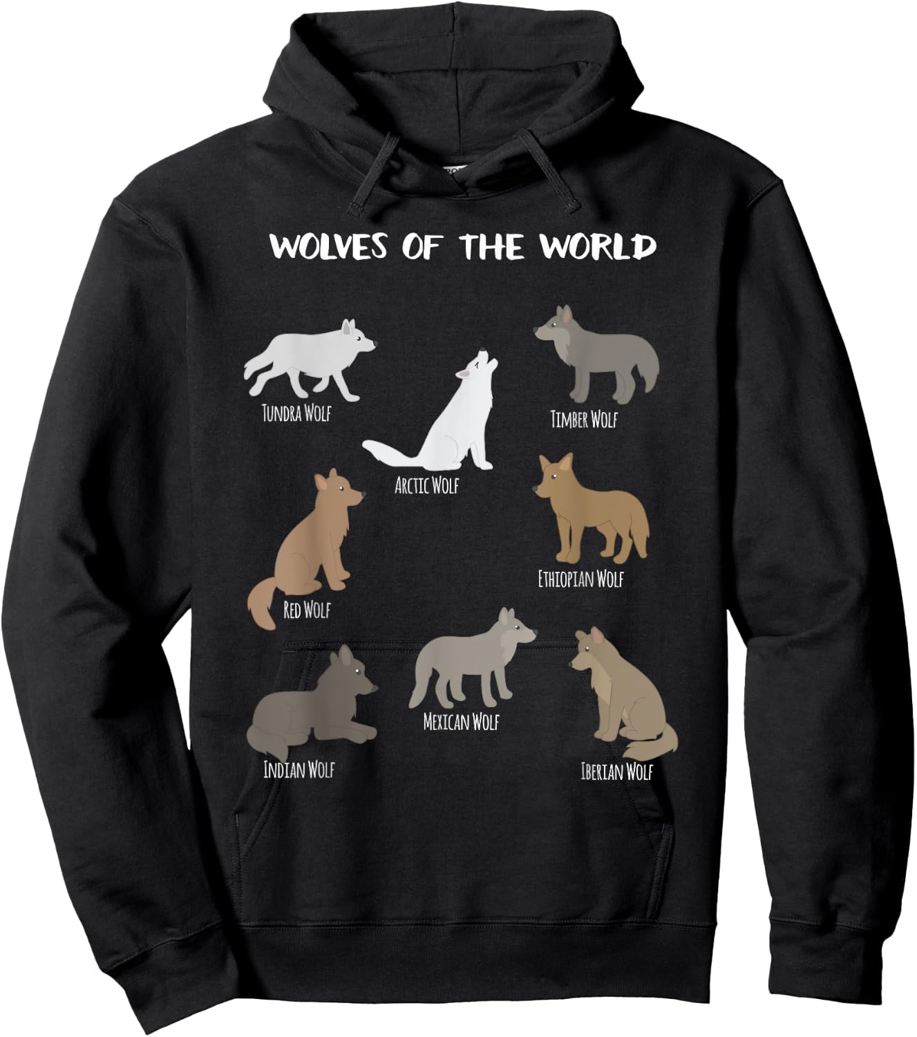 Wolves Of The World Educational Wolf Gift Hoodie - Hoodie | Black
