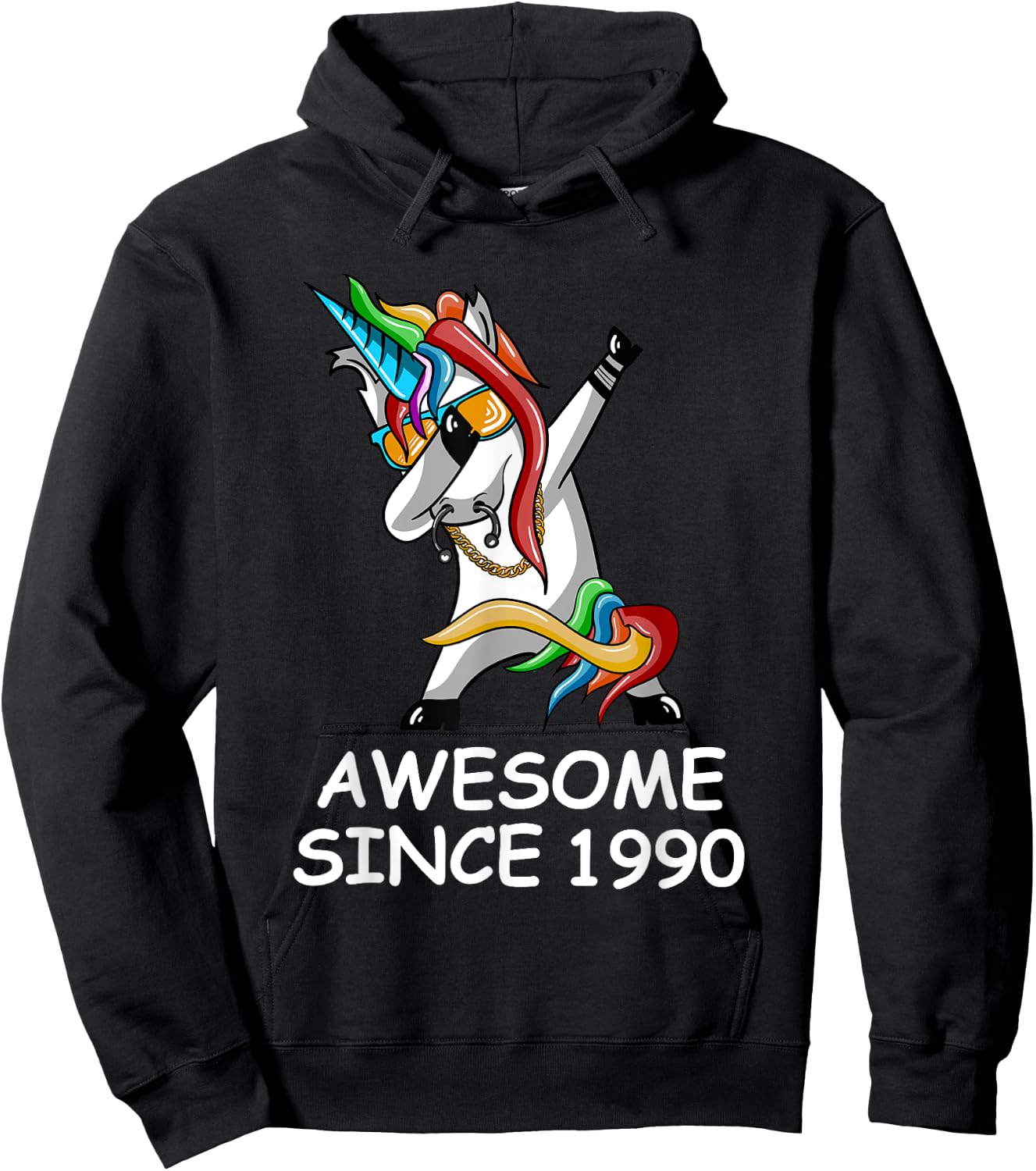 Dabbing Unicorn Awesome Since 1990 Birthday Hoodie - Hoodie | Black
