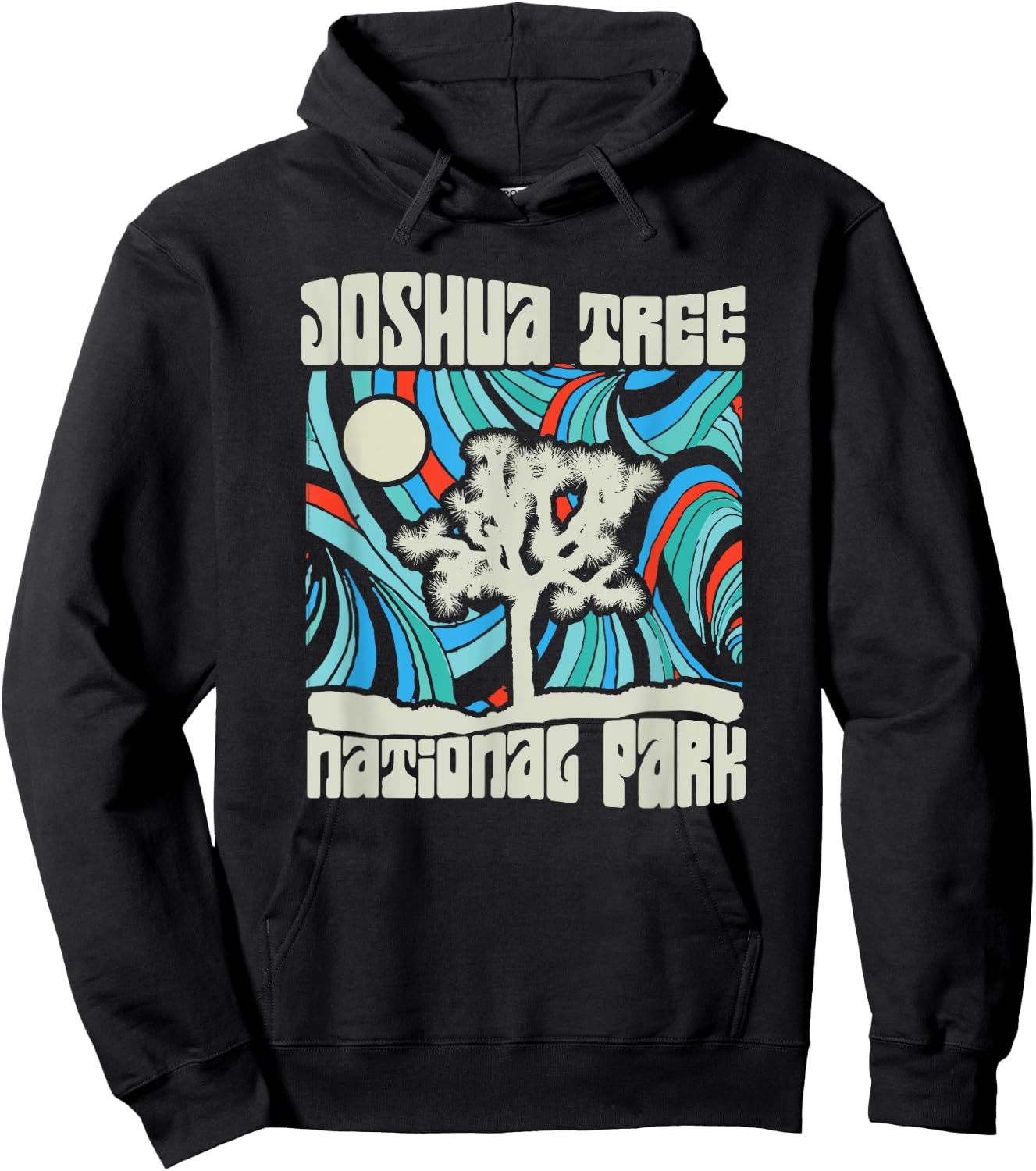 Joshua Tree National Park Retro Psychedelic 60s Hoodie - Hoodie | Black
