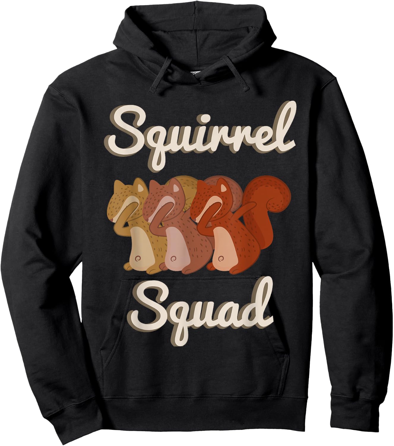 Your Squirrel Shirt Squirrel Squad -Adults Black Short Sleeve Hoodie - Hoodie | Black