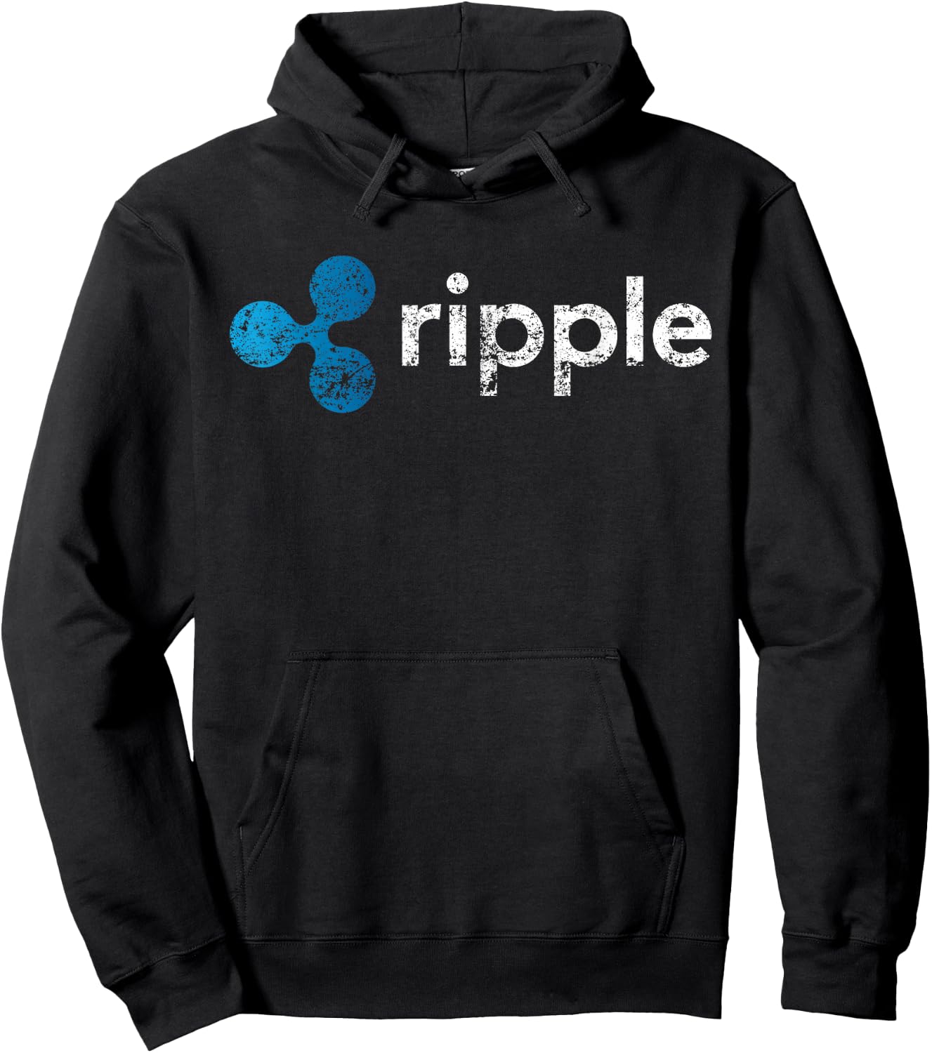 Ripple To-The-Moon! Rocket Graphic XRP Crypto -Adults Black Small Modern Short Sleeve Cotton Blend Hoodie - Hoodie | Black