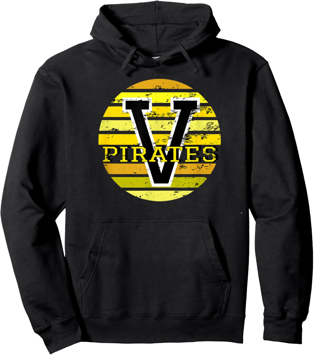 V Vidor Pirates Black & Gold School Mascot Spirit T Shirt Hoodie - Hoodie | Black