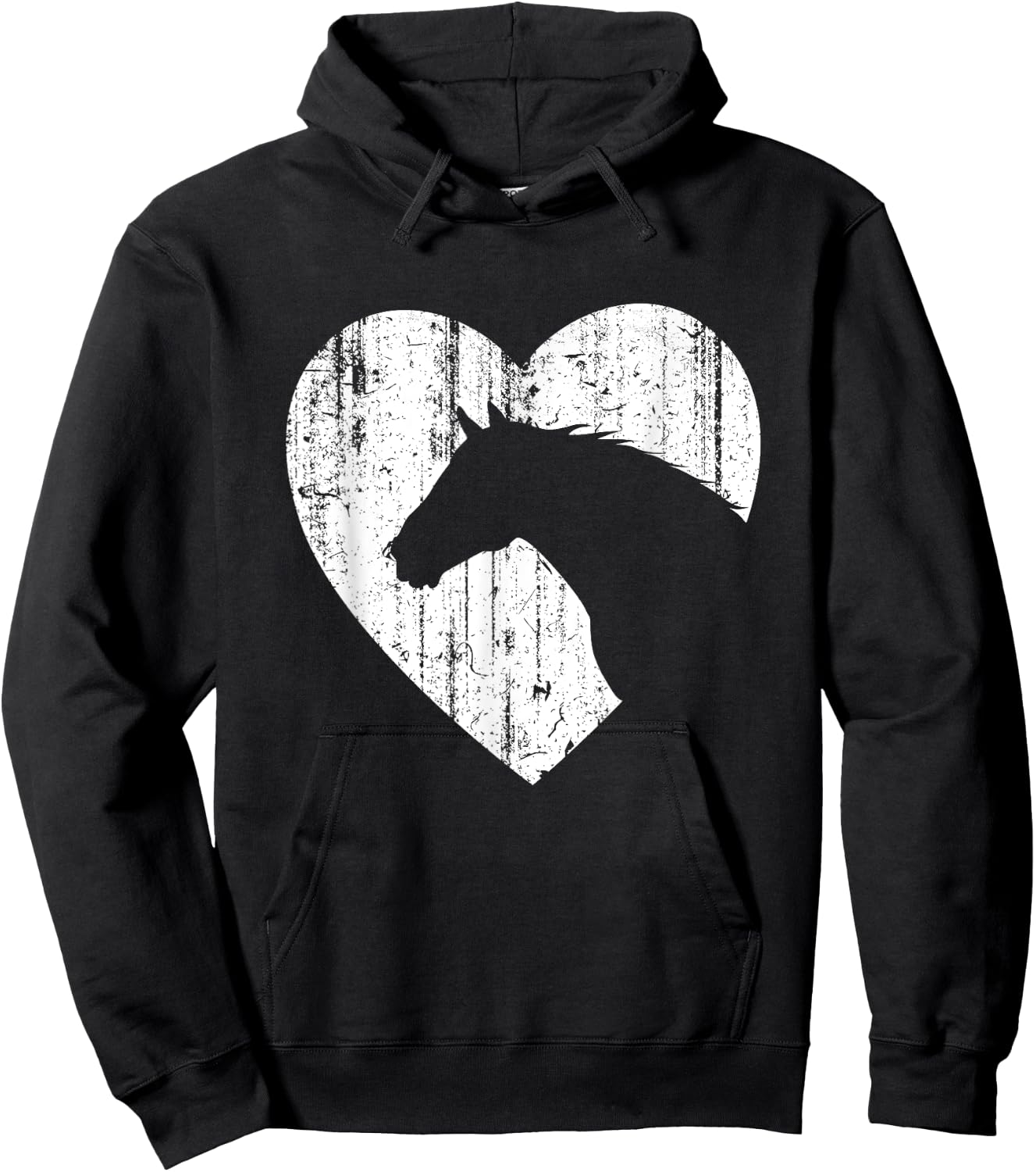 Horse Heart Silhouette For Cowgirl Equestrian Graphic Print Hoodie - Hoodie | Black