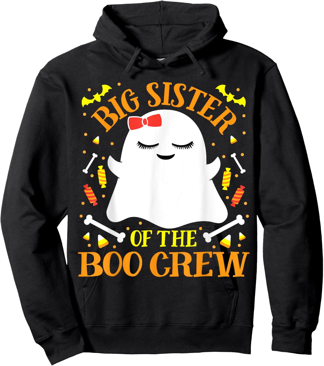 Big Sister Boo Crew Ghost Matching Family Girls Halloween Hoodie - Hoodie | Black