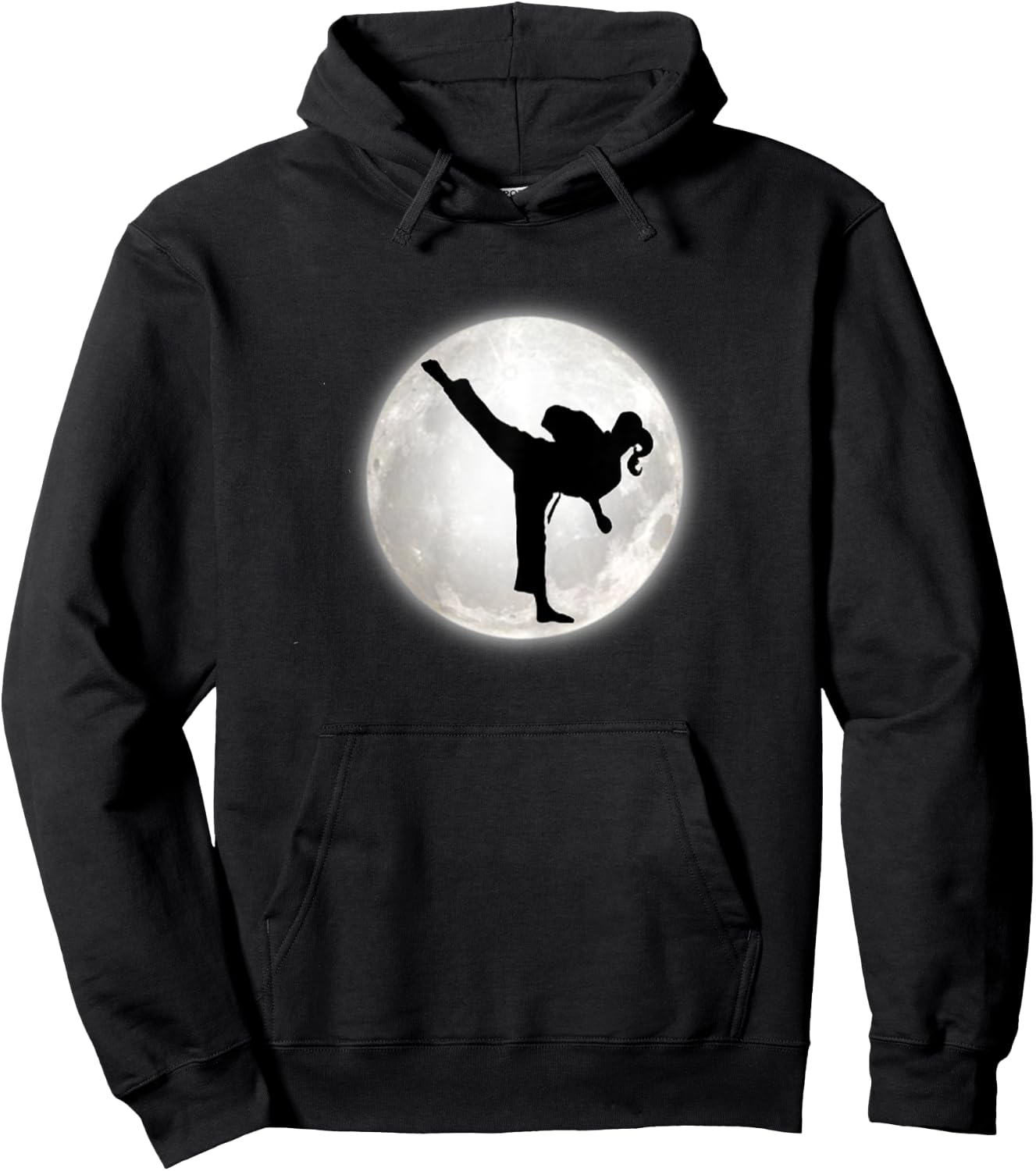 Taekwondo Girl in the Moon for Girls The Kick Hoodie - Hoodie | Black