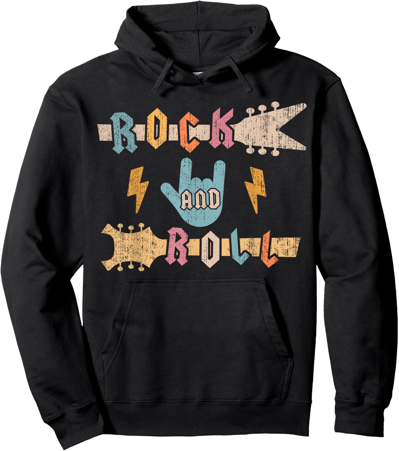 Kids Rock And Roll Vintage Design Concert Band, Rock Music Hoodie - Hoodie | Black